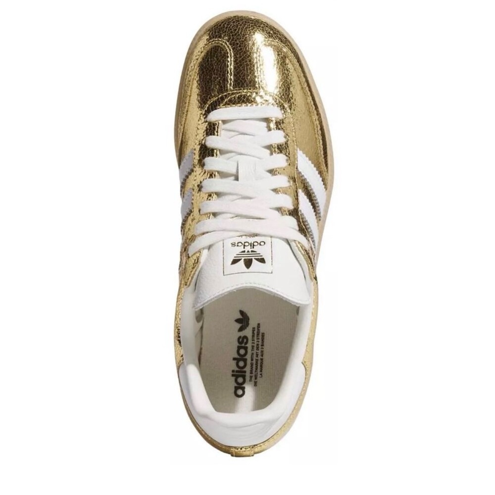 adidas Women's Gold and White Classic Samba Sneakers